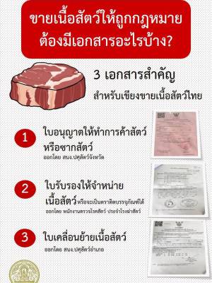 ขายเนื้อสัตว์ให้ถูกต้องตามกฎหมายต้องมีเอกสารอะไรบ้างฯ
