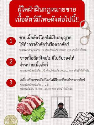 ผู้ใดฝ่าผืนกฎหมายขายเนื้อสัตว์มีโทษดังต่อไปนี้ !!